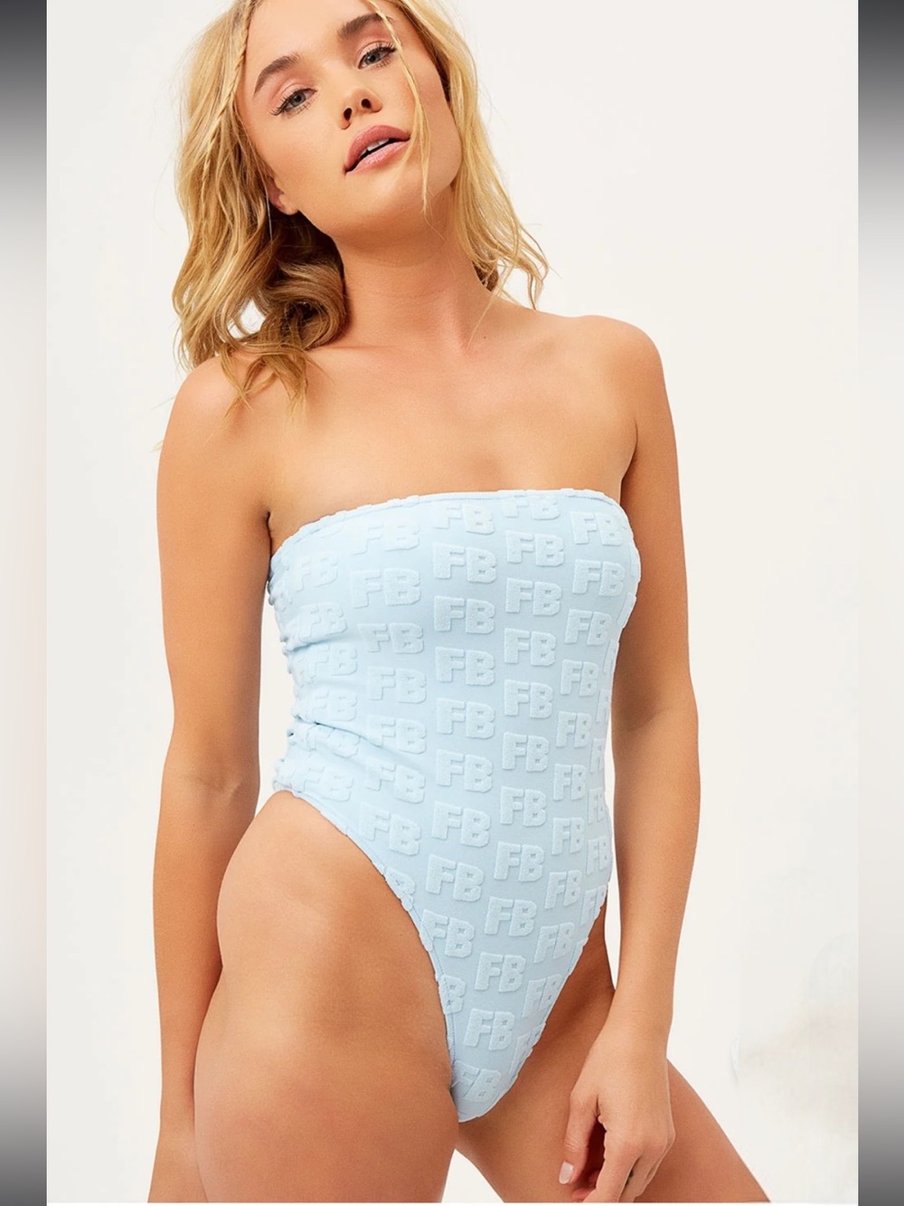 Frankies Bikinis Stella Terry Strapless Monogram One Piece Size Small